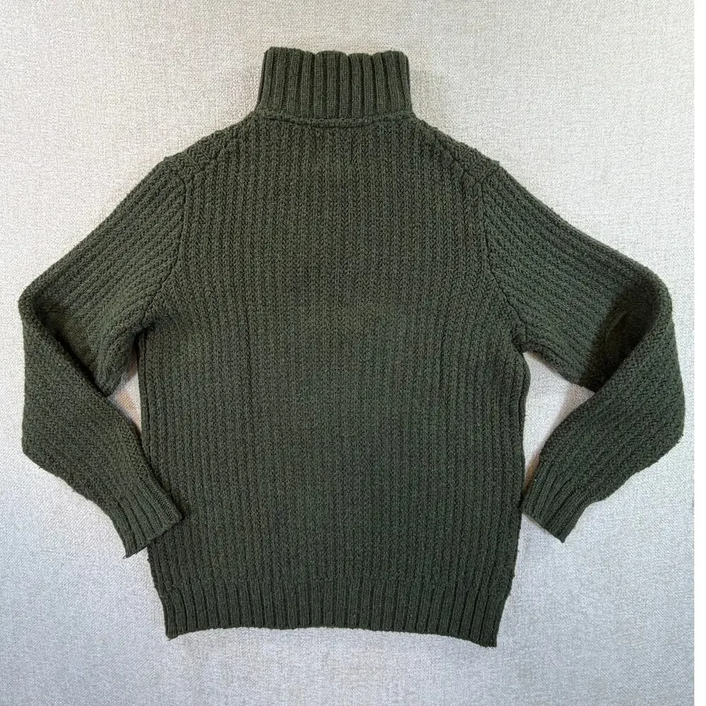 Telluride Mens Large Green Lambswool Blend Quarter Zip Textured Pullover Sweater